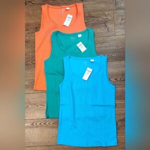 Chico's 3 Tess True Color Tees Tank Tops - Orange Green Blue NWT Small